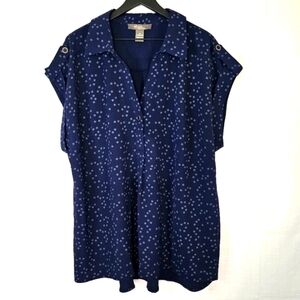 Olivia & Martin Polka Dots Pullover Roll Short Sleeves Women's Plus Size 3X